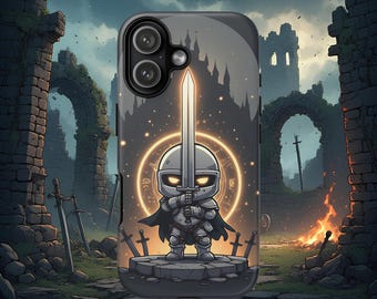 Gaming Protective Phone Case, Dark Souls Cover, Elden Ring Inspired, RPG Phone Case, Chibi Souls, iPhone 17 16 15 14 13 12 11 Pro Max, Chibi