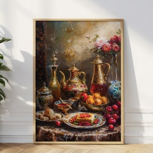 Affiche de café arabe, impression d'art de petit déjeuner arabe, impression d'art de café marocain, décoration murale marocaine, art mural exotique,