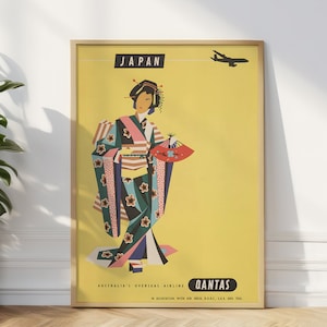 Japan vintage reisposter, retro Japanse print, Japan reizen verjaardagskaart, culturele kunstwerken print, reizen muurkunst, housewarming cadeau