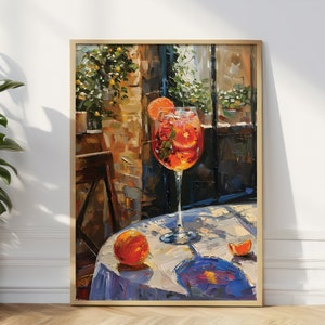 Aperol Spritz Print, Retro Italian Travel Cocktail Print, Plakat do kuchni, Modna włoska sztuka ścienna, Nowoczesne lato vintage, Sztuka wózka barowego