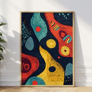 Abstracte Afrikaanse kunstafdruk: kleurrijk cultureel muurdecor