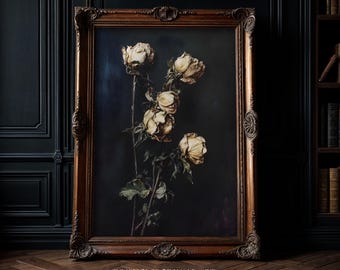 Dark Botanical Print: Victorian Gothic Dried Flowers Wall Art