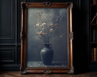 Dark Botanical Moody Print: Victorian Gothic Dried Flowers Wall Art
