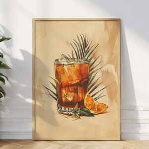 Stampa artistica vintage di cocktail, biglietto di auguri di compleanno per cocktail, biglietto di auguri per uomo, arredamento classico per bar, perfetto per bar di casa, regalo d'arte per uomo