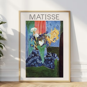 Henri Matisse Ausstellungsplakat, Matisse-Grußkarte, Blumenplakat, bunte Wandkunst mit Calla-Lilien, tolles Wohnzimmerdekor