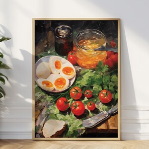 Impression d'art mural cuisine, art mural italien, carte de voeux pour gourmets, impression d'art mural cuisine Délices du matin, décoration murale cuisine
