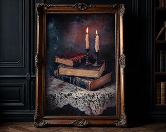 Victorian Book Nook Print: Dark Academia Goth Wall Art