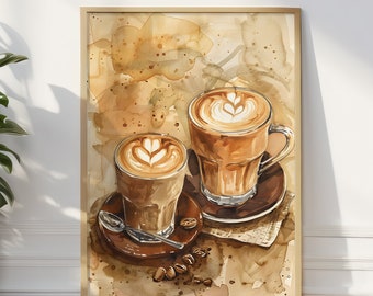 Vintage Coffee Poster: Retro Cafe Art Print, Kitchen Wall Decor