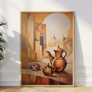 Stampa artistica da parete con ornamento di caffè turco e marocchino, stampa artistica culturale, stampa artistica da parete marocchina, decorazione artistica da parete etnica, caffè marocchino