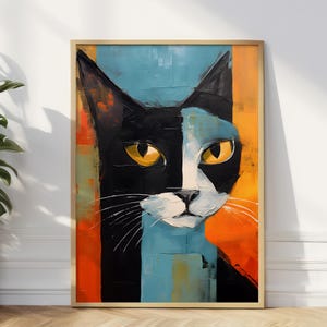 Stampa artistica del gatto di Picasso, arte murale del gatto pazzo, poster astratto del gatto ispirato a Picasso e Klee, regalo divertente del gatto, regalo per gli amanti dei gatti, regalo per gli amici