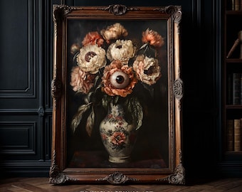 Dark Academia Floral Wall Art Print - Strange Mystical Floral Decor