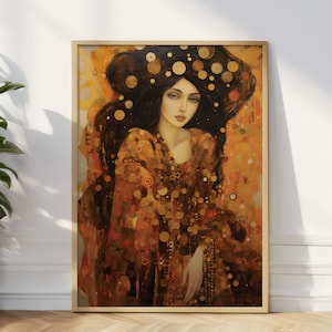 Gustav Klimt Druck, Klimt Geburtstagskarte, Weibliche Porträt Wandkunst, Stilvoller Raumakzent, Geschenkidee für Kunstliebhaber, Einzigartiges Künstlergeschenk