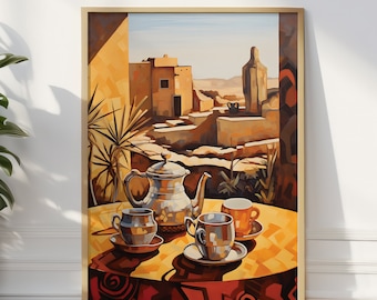 Impression vintage de café marocain : décoration murale de cuisine marocaine