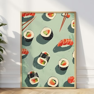 Vintage Japanese Sushi Poster: Kitchen Wall Art
