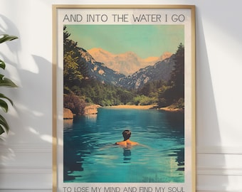 Blue Lagoon Poster Into The Water I Go Poster: Swimmer Wall Art Print