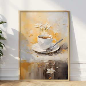 Abstract Coffee Wall Art Print, Coffee Cup Wall Art Print, Elegant Coffee Art For Kitchen, Coffee Decor, Coffee Shop Decor