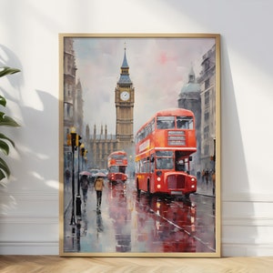 London City Wall Print, London Poster, Rainy London Print, Travel Poster, Big Ben Poster, Friend Gift, London Art Gift