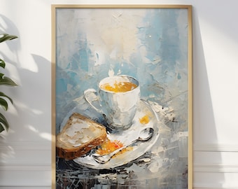 Kaffee und Toast Küche Poster: Frühstück Stillleben Wandkunst
