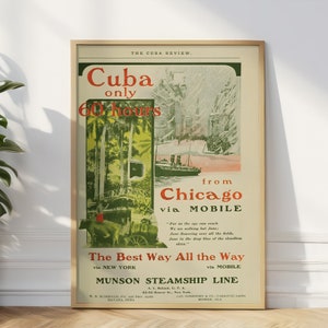 Kuba Vintage Reiseplakat, Kuba Reisepostkarte, tolles Geschenk für Reisebegeisterte, Einzigartiges Geburtstagsgeschenk für Reisende, Reisewandkunst