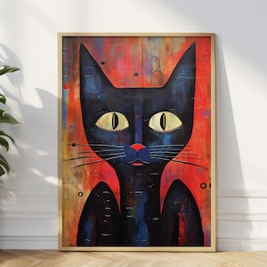 Vintage Black Cat Poster, Cat Wall Art Print, Black Cat Art, Cat Gift, Cat Lover Gift, Wall Art Print, Quality Print, Animal Wall Art Gift