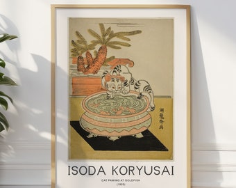 Vintage Japanese Cat Print - Charming Wall Decor for Cat Lovers