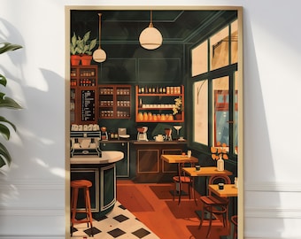 Vintage Coffee Shop Poster: Retro Kitchen Wall Art