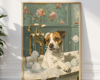 Funny Jack Russell Bathroom Art Print: Canine Wall Poster