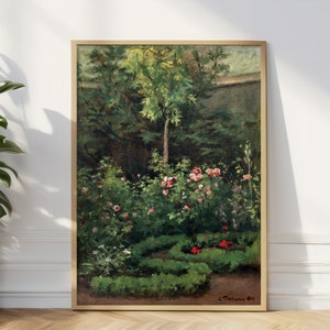 Lámina de arte de pared de jardín, lámina de arte de pared de jardín de Camille Pissarro, lámina de arte de naturaleza, póster de jardín de rosas, arte vintage, regalo para jardinero