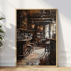 Pub Wand Kunst Druck, Vintage Englisch Pub Wand Kunst, Klassische Bar Interior Kunstwerk, Einzigartiges Einweihungsgeschenk, Geburtstagsgrußkarte Für Männer