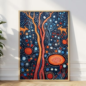 Aboriginalkunstdruk: Australisch inheems decor, culturele muurkunst