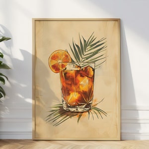 Stampa artistica vintage di cocktail, biglietto di auguri di compleanno per cocktail, biglietto di auguri per uomo, arredamento classico per bar, perfetto per bar di casa, regalo d'arte per uomo