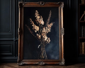 Botanische print: donkere Academia Victoriaanse gotische muurkunst