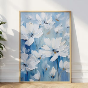 Impresión de arte de pared de mercado de flores, arte de pared floral de margaritas, impresión de flores blancas, póster floral blanco, regalo para amigos, póster floral, regalo de arte