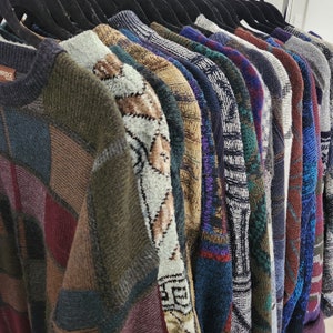 Dark Grunge 90's / Indie / Cabincore Patterned Oversized Cozy Pullover Mystery Box Grandpa Sweater