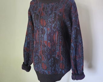 Jersey retro vintage de los 90 de Signor Angelo con estampado abstracto jazzy / Hecho en Italia