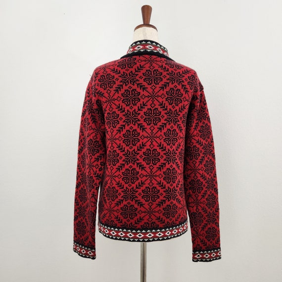 Vintage L.L.Bean Red Nordic 100% Cotton Fairisle … - image 2