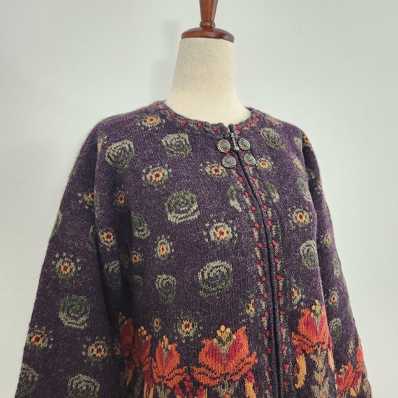 Vintage Icelandic Design Floral Wool Patterned Co… - image 5