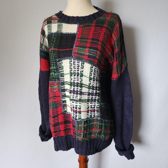 Vintage 1990's Plaid Patchwork Patterned Raime Co… - image 1