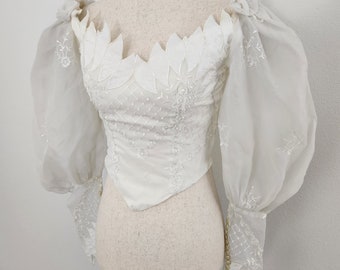 Vintage William Cahill California Dainty Ivory Detailed Wedding Bustier Corset Romantic Renaissance Edwardian Coquette Top