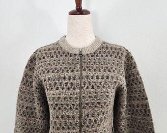 Vintage Woolrich 1990s Cute Indie Cottagecore COSY Rustikale Oma Zip Cardigan gestrickt