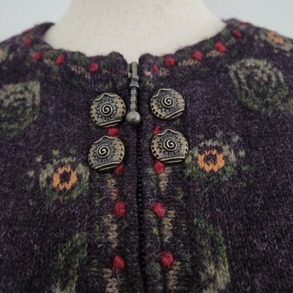 Vintage Icelandic Design Floral Wool Patterned Co… - image 7