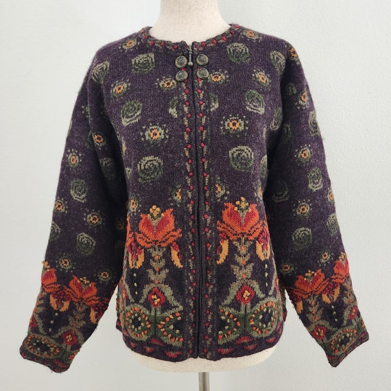 Vintage Icelandic Design Floral Wool Patterned Co… - image 4