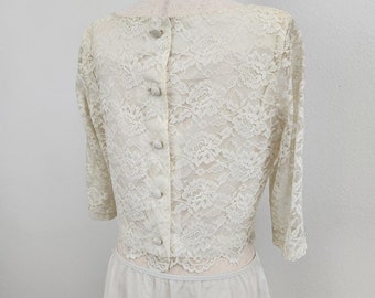 Vintage 1970s Cream Lace Fairy Whimsygoth Cropped Blouse