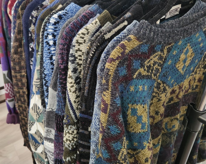 Dark Grunge 90's / Indie / Cabincore Patterned Oversized Pullover Mystery Vintage Grandpa Sweater Gift Cozy Autumn Fall