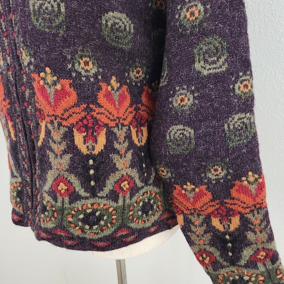 Vintage Icelandic Design Floral Wool Patterned Co… - image 6