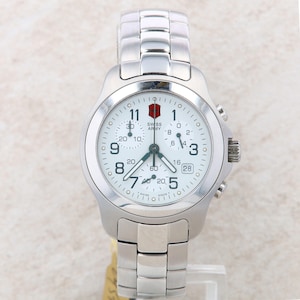 Swiss Army Victorinox Men&#39;s White Dial and Stainless Steel Watch