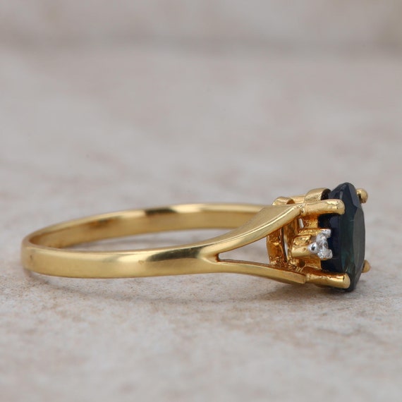 14k Yellow Gold Sapphire and Diamond Ring - image 3