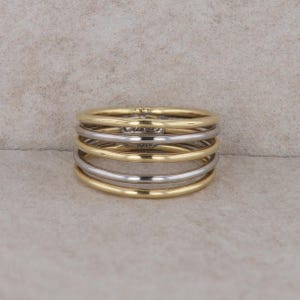 18ktt Cartier Five Row Alternating Metal Band