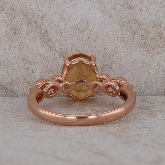 14k Rose Gold Citrine and Diamond Ring - image 3