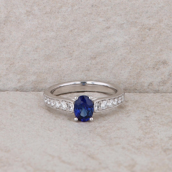 Spark 18k White Gold Sapphire and Diamond Ring - image 1